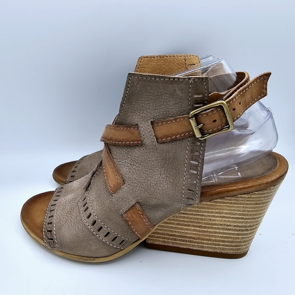 Miz Mooz Kipling Open Toe Leather Wedge Sandals - Picture 3 of 16